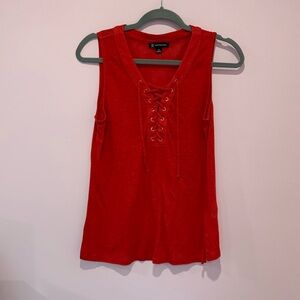 INC Red Lace-Up Tank Top